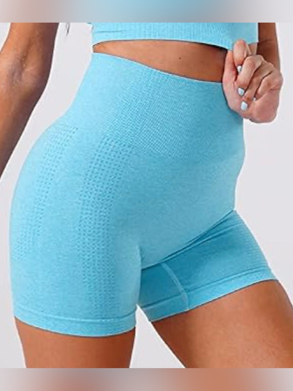 Source Unknown Aqua Blue High-Waist Seamless Bike Shorts